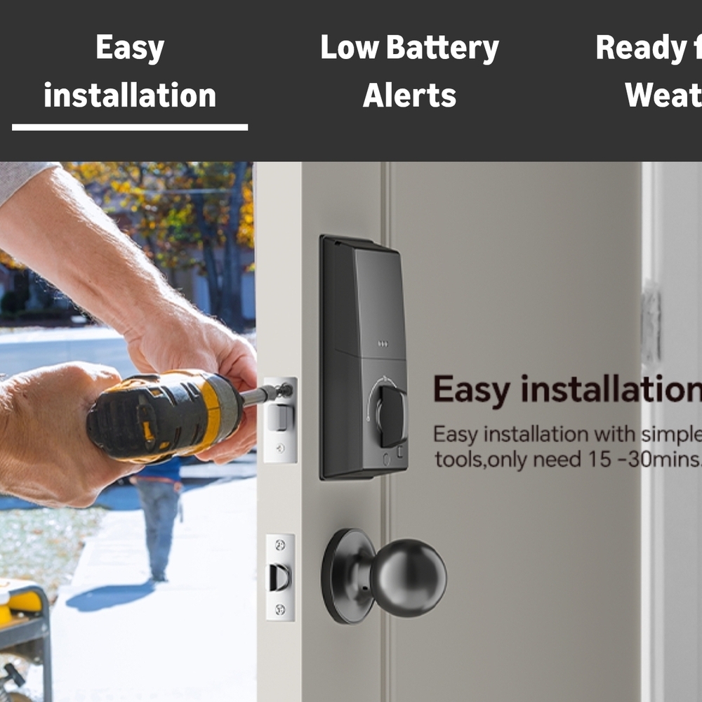 New! 3 In 1 Keyless Entry Door Lock w/Handle App Control, Keypad & Physical Key - Picture 11 of 12